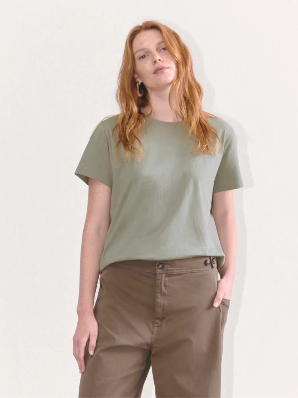 Everlane The Box-Cut Tee Essential Cotton Sage Green Size M NWOT